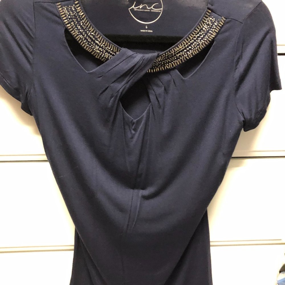 INC top, navy color, size small